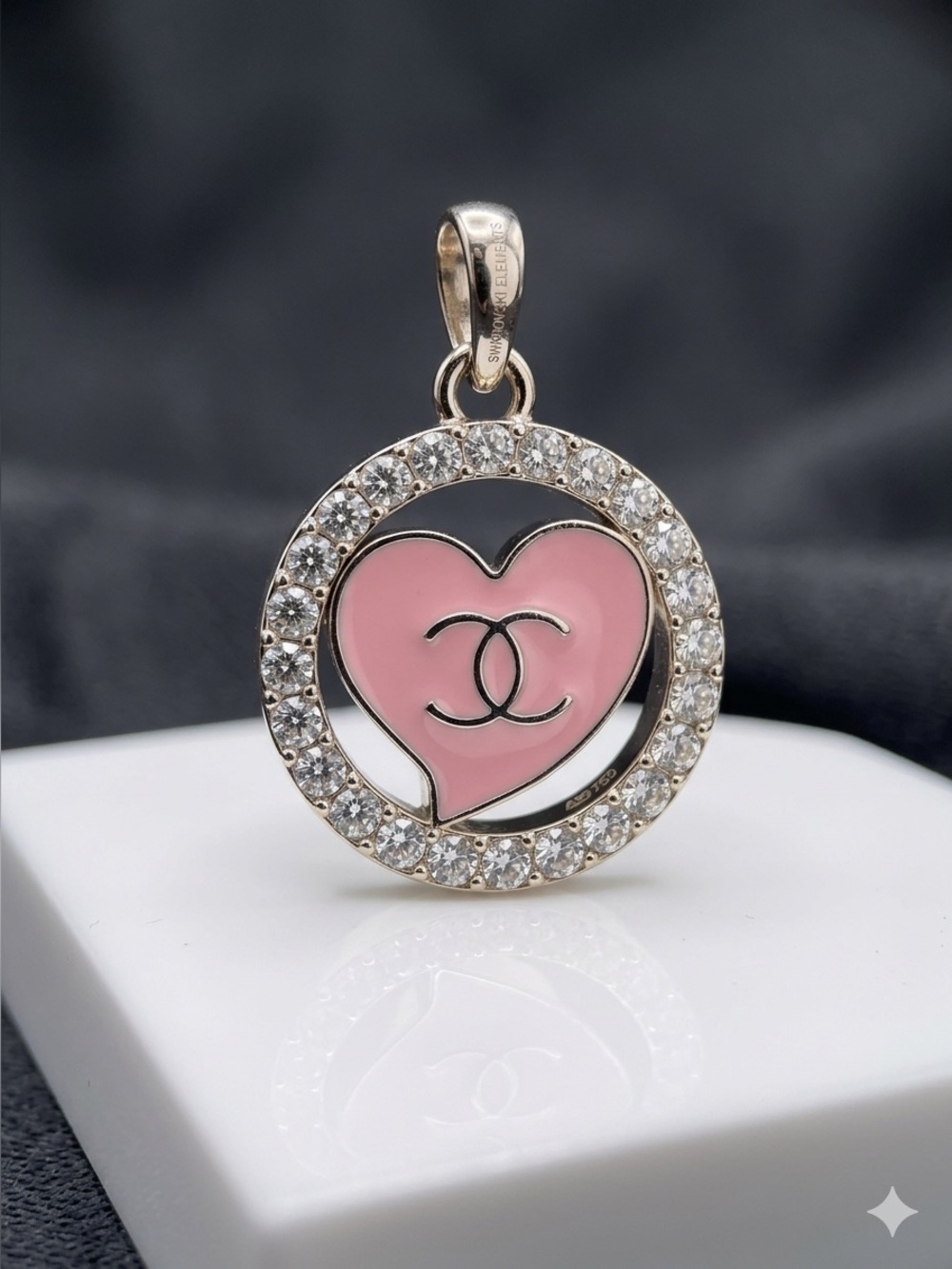 ChaneI Pink Heart 💖 Pendant with Crystal Frame